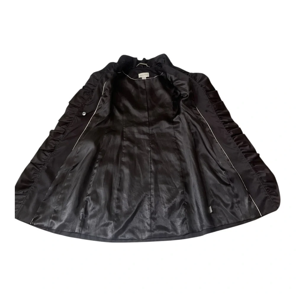 White House Black Market Black Trench Coat Size 00 - Picture 13 of 15